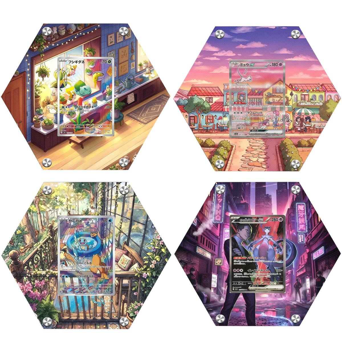 Pokemon Card Acrylic Hex Wall Tiles - Custom Extended Art - By Keepley