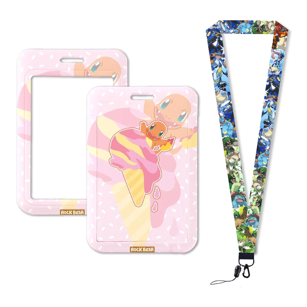 Pokemon Name Tag Card Holder with Lanyard - 52 Styles