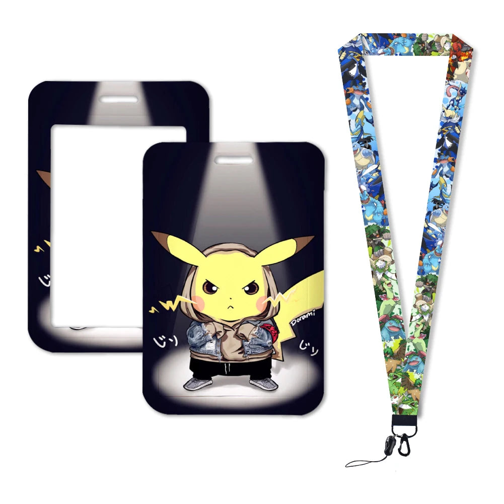 Pokemon Name Tag Card Holder with Lanyard - 52 Styles