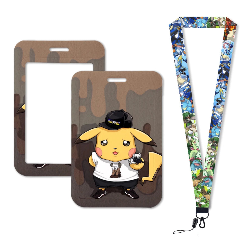 Pokemon Name Tag Card Holder with Lanyard - 52 Styles