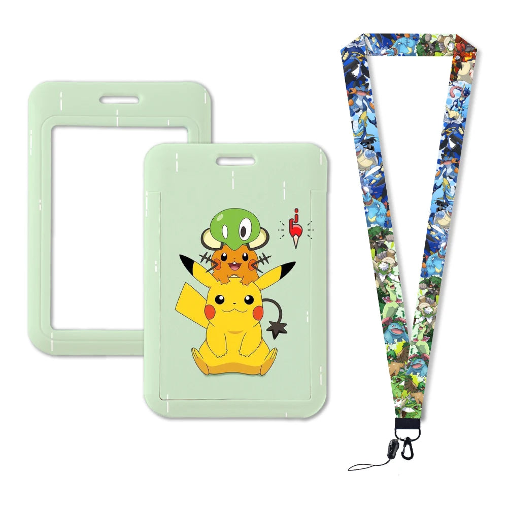 Pokemon Name Tag Card Holder with Lanyard - 52 Styles