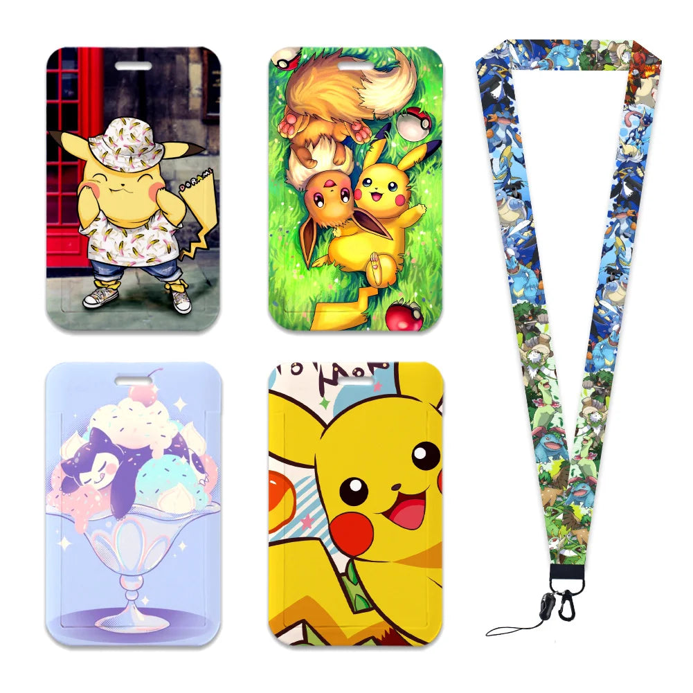 Pokemon Name Tag Card Holder with Lanyard - 52 Styles