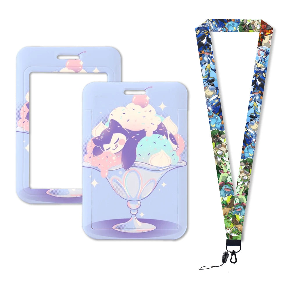 Pokemon Name Tag Card Holder with Lanyard - 52 Styles