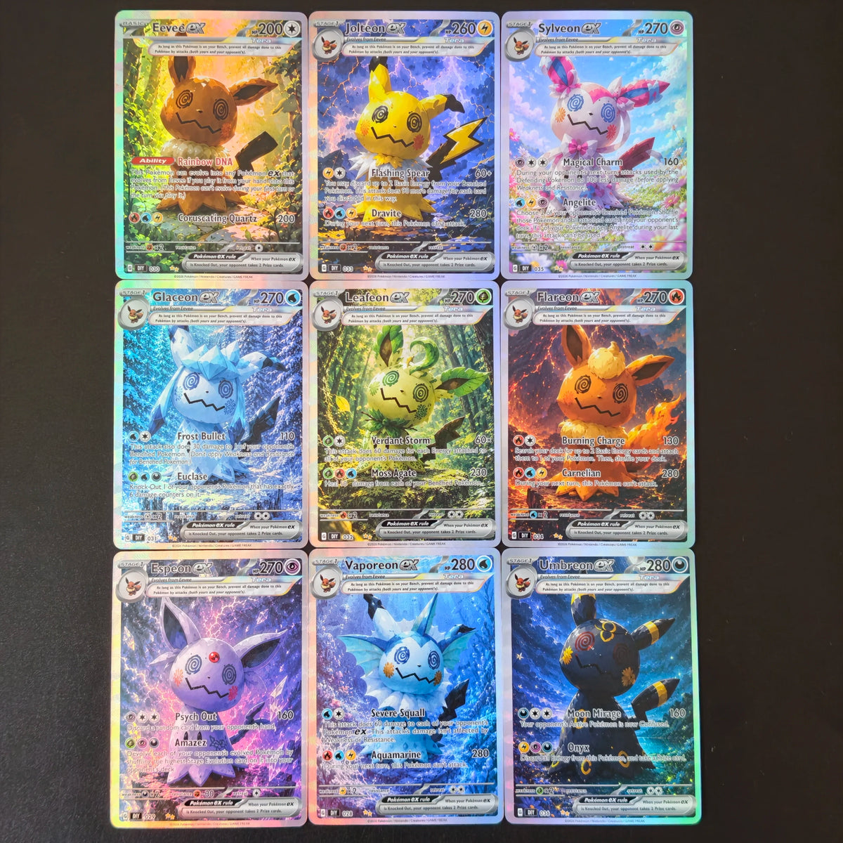 Fan Art Card Set - Mimikyu Eeveelutions - 9 Cards - Funism