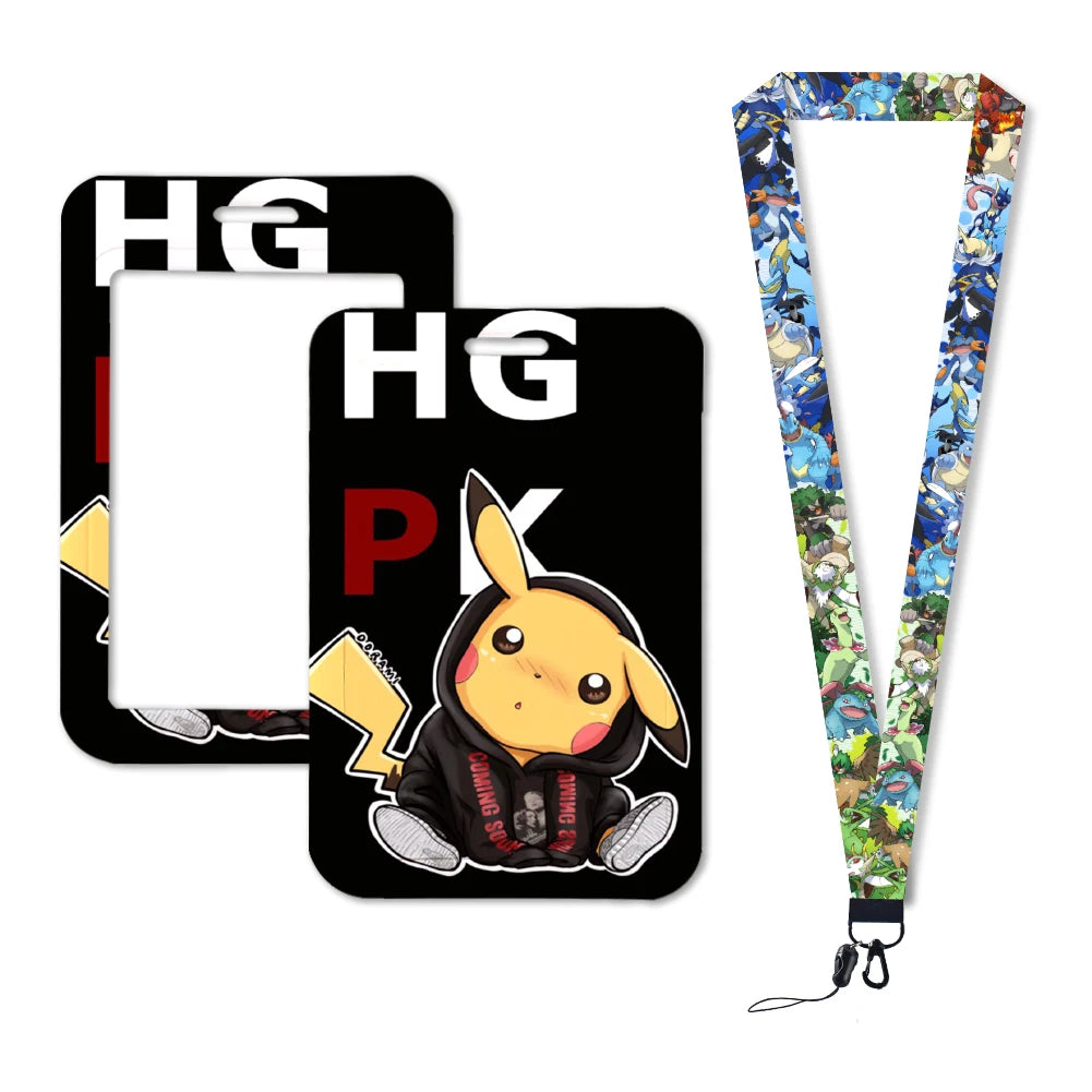 Pokemon Name Tag Card Holder with Lanyard - 52 Styles