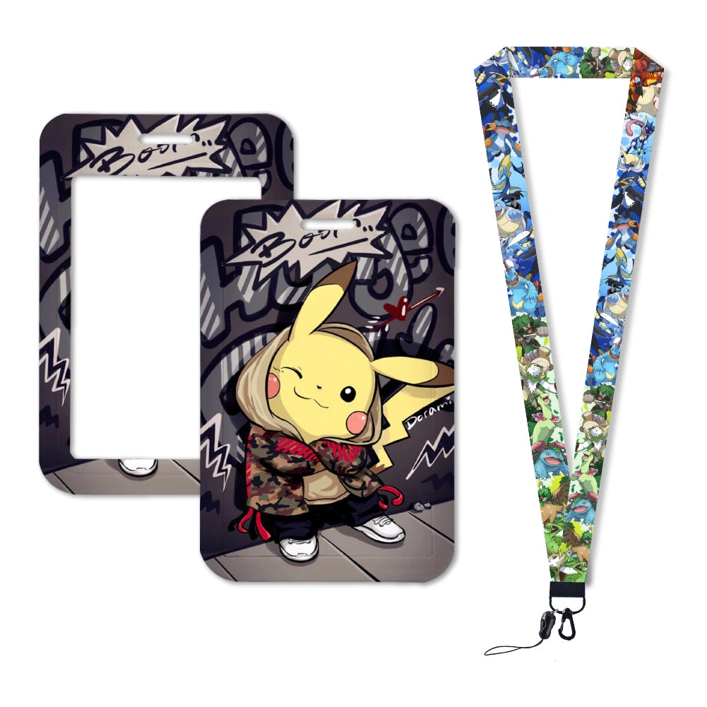 Pokemon Name Tag Card Holder with Lanyard - 52 Styles
