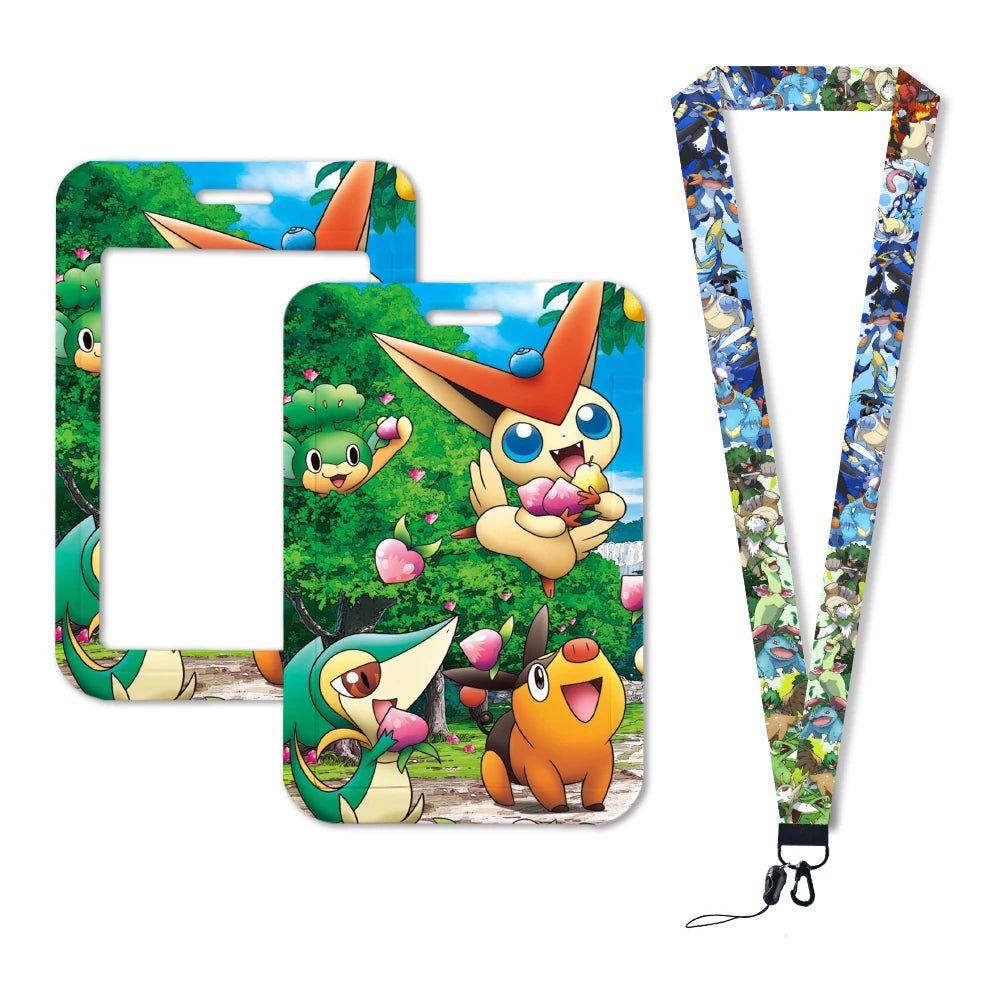 Pokemon Name Tag Card Holder with Lanyard - 52 Styles