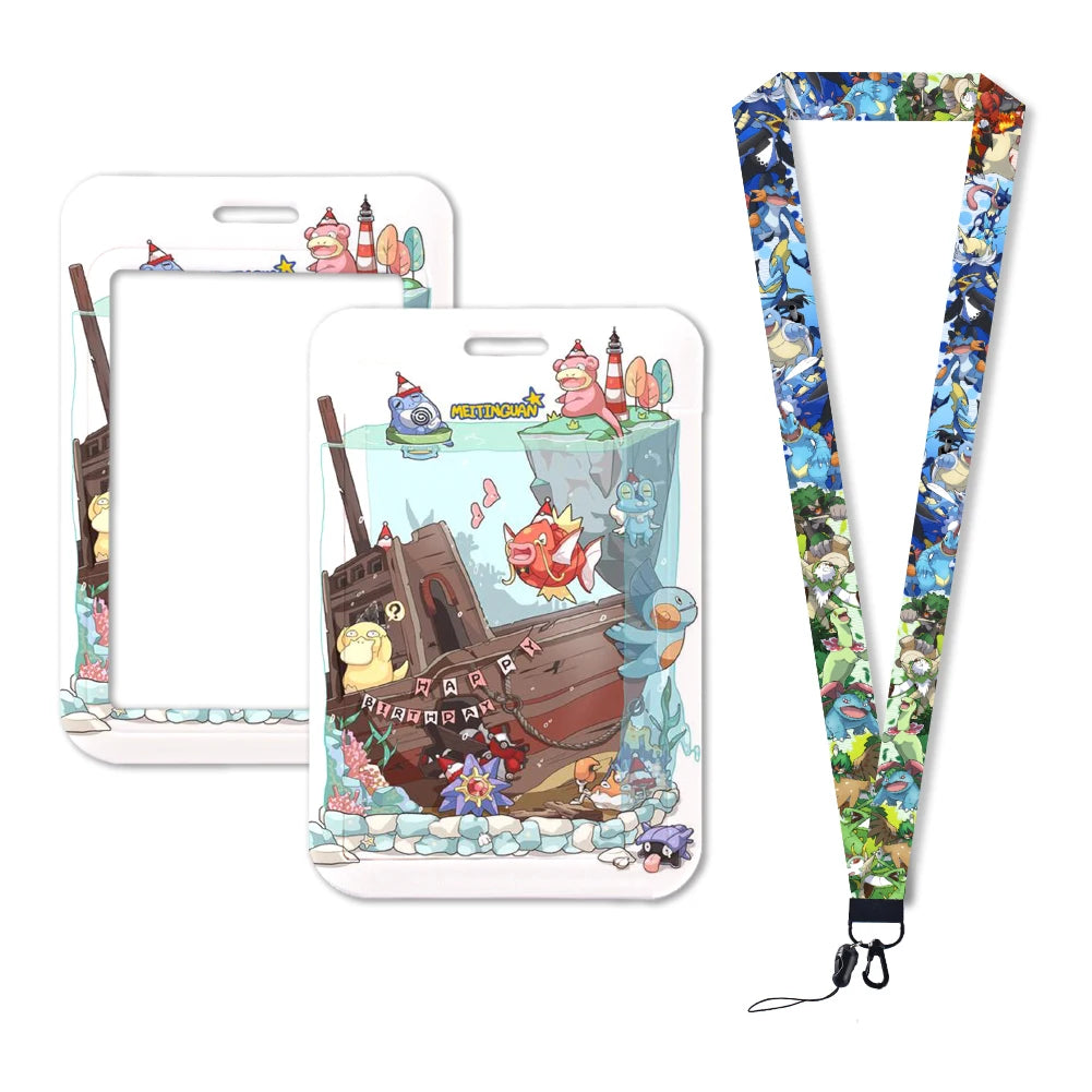 Pokemon Name Tag Card Holder with Lanyard - 52 Styles