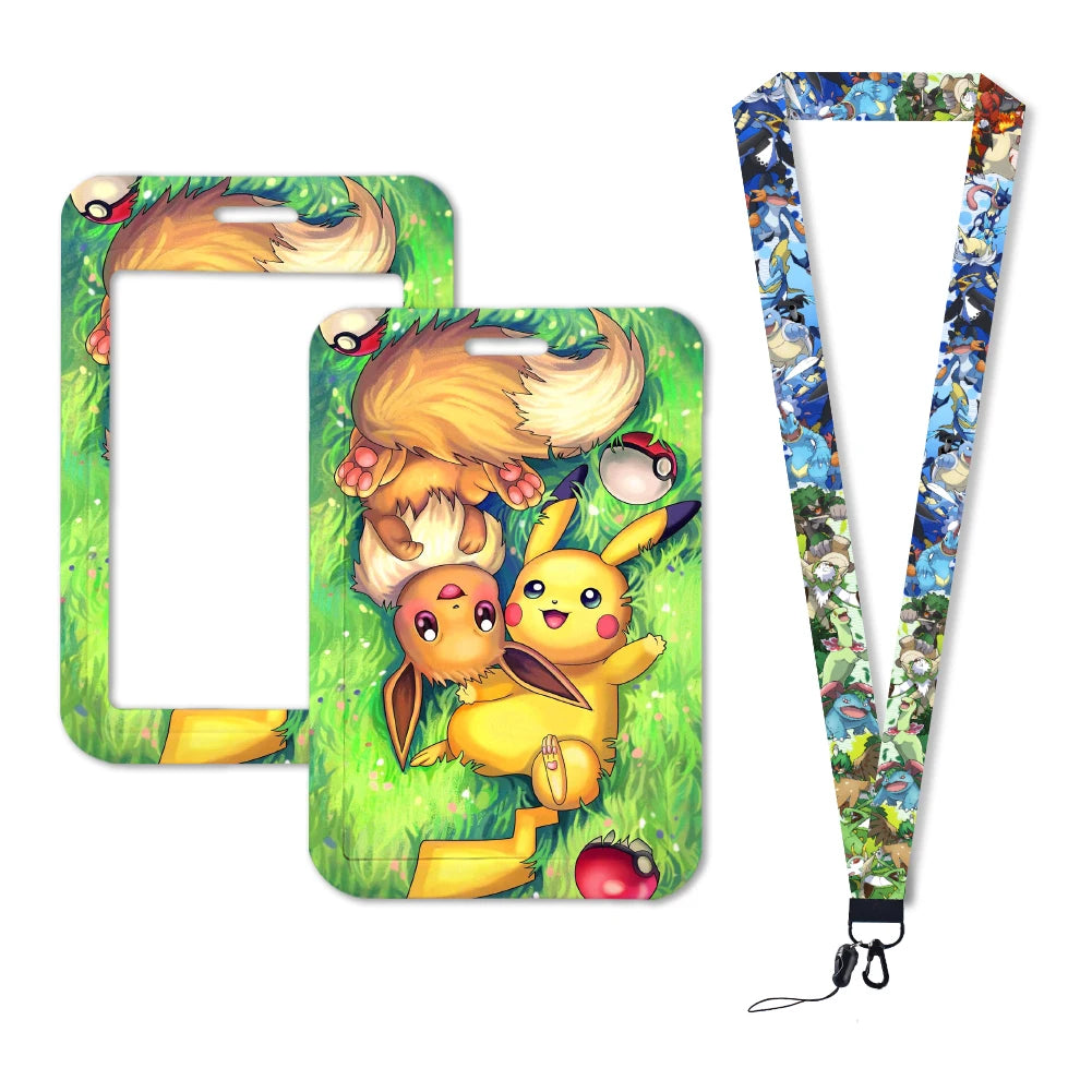 Pokemon Name Tag Card Holder with Lanyard - 52 Styles