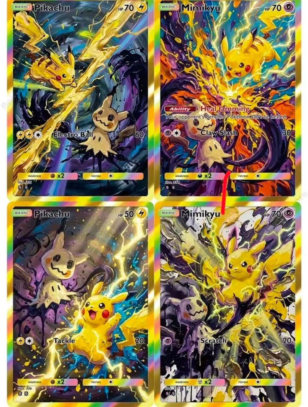 Jeu de cartes Fan Art - Pokémon - Shadow & Spark par Vandalized Vintage - Pikachu VS Mimikyu
